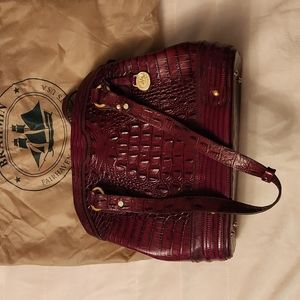 Brahmin red crocodile embossed satchel